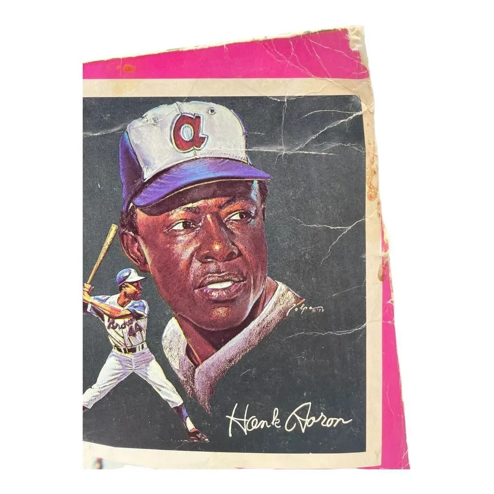 VTG 1970's Hank Aaron Atlanta Braves MLB Baseball Portfolio Pocket School Folder